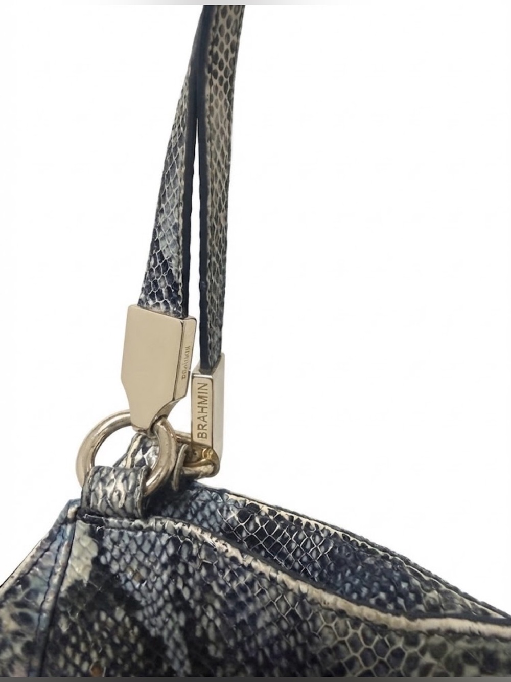 Brahmin Blue Snake-Print Hobo Shoulder Bag - Picture 3 of 9